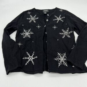VTG Designers Originals Snowflake Cardigan Sweater Winter Holiday Small
